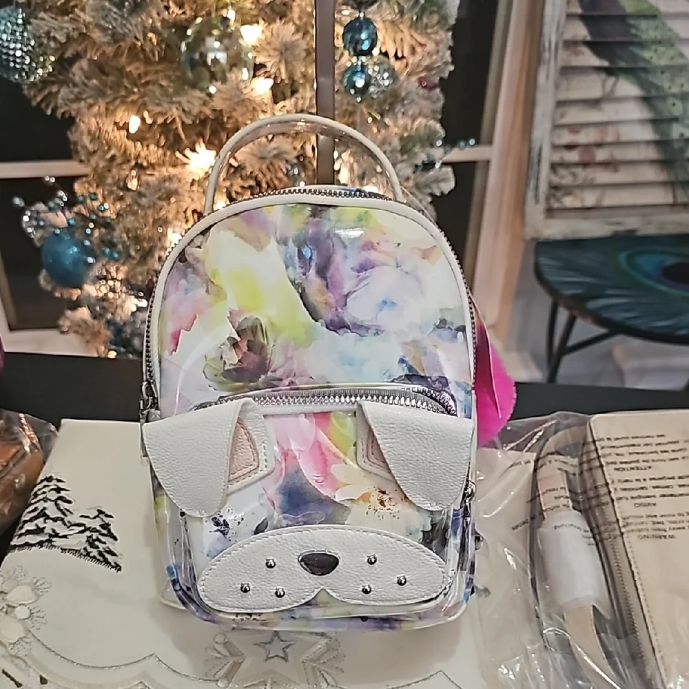 Betsey Johnson Colorful Dog Face Mini Backpack - Picture 1 of 6
